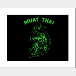 Muay Thai Tiger Sak Yant Tattoo Kickboxing Thailand Posters and Art